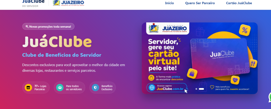 Juá Clube já está disponível e oferece descontos que podem superar 50% para servidores municipais de Juazeiro