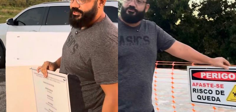 Governo reage após deputado bolsonarista arrancar placa de obra de Jerônimo: “Vandalismo”; assista